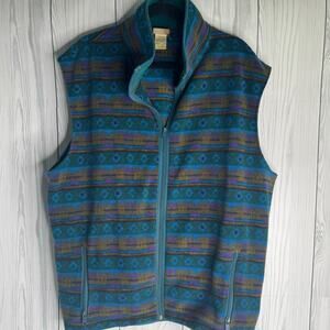 VINTAGE L.L. Bean Aztec Fleece Vest Mens XXL Tall Turquoise  90s Maine